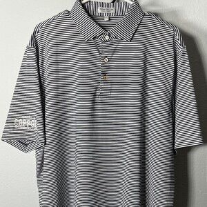 Peter Millar Summer Comfort Striped Polo w Francis Coppola Sleeve Logo SZ XL